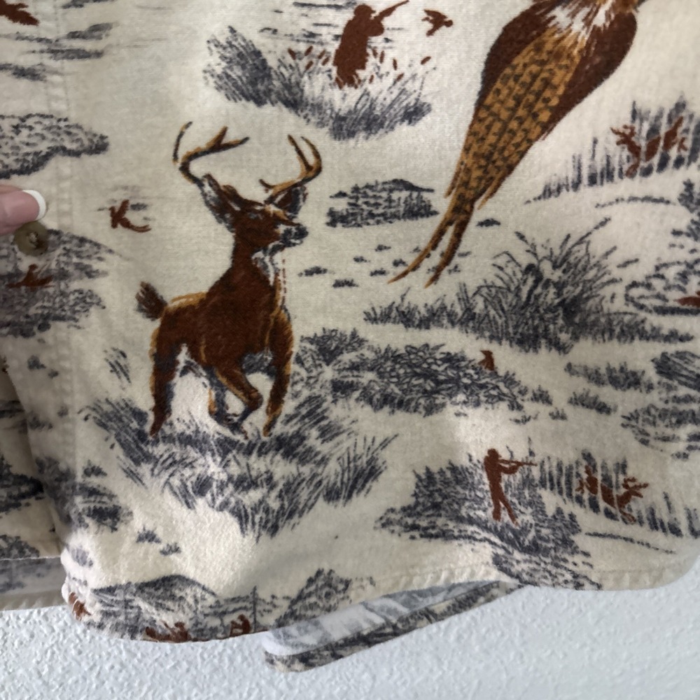 Woolrich Flannel Button Down Moccasin Deer And Pheasant Size M - Picture 4 of 8